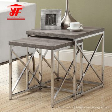 Conjunto de mesa de metal e mesa de centro superior de madeira